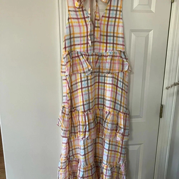 Cinq à Sept Astor V-neck Tiered Plaid Print Maxi Dress - Picture 11 of 13